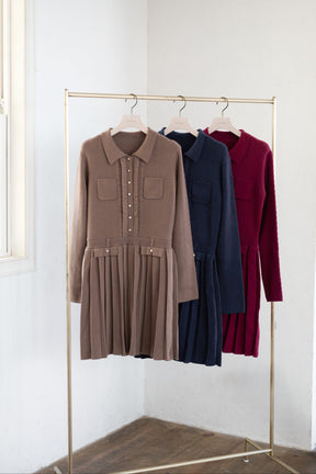 【10月中旬発送】Margot Pleated Knit Mini Dress
