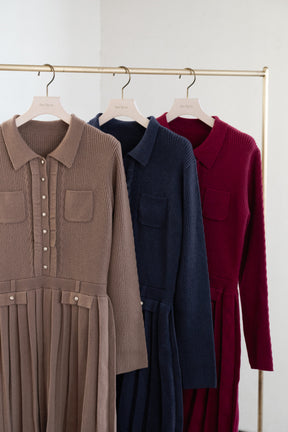 【10月中旬発送】Margot Pleated Knit Mini Dress