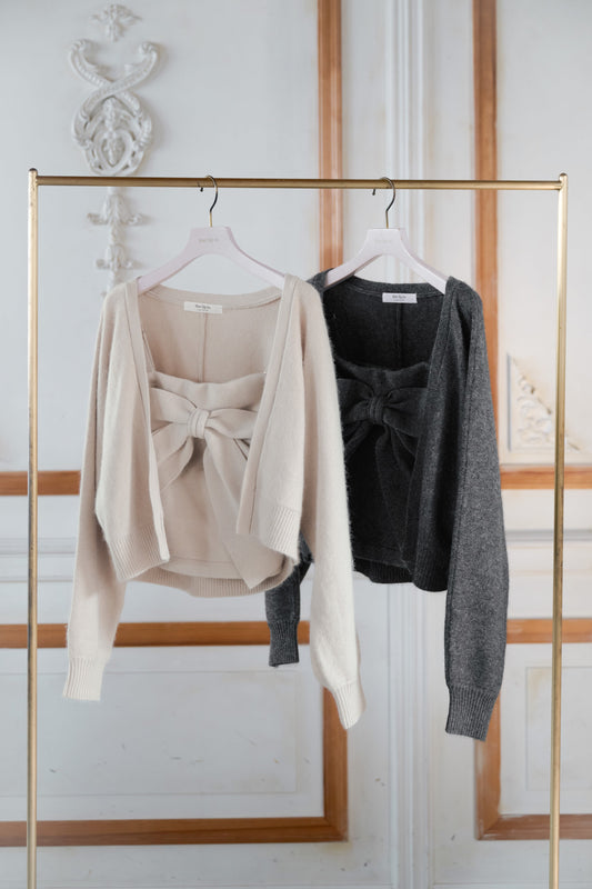 【10月中旬発送】Lydie Ribbon-Tie Knit Ensemble