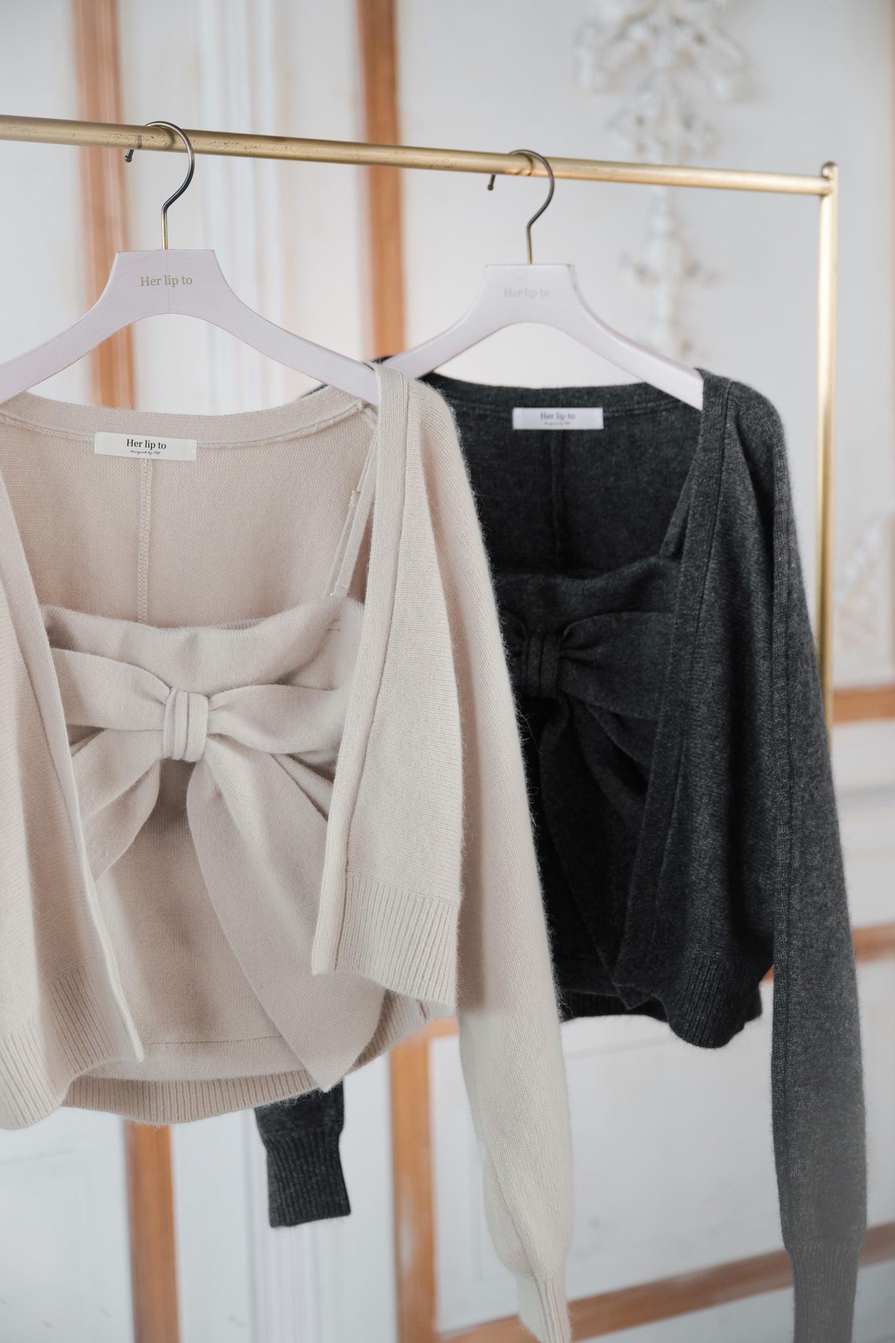 【10月中旬発送】Lydie Ribbon-Tie Knit Ensemble
