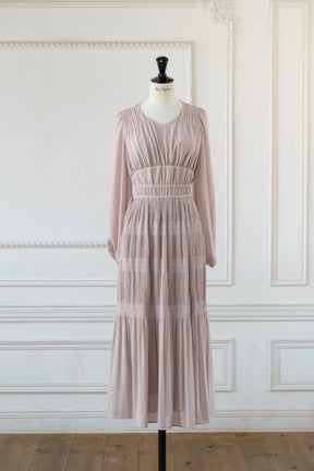 【新色】Majolica Pleated Chiffon Long Dress