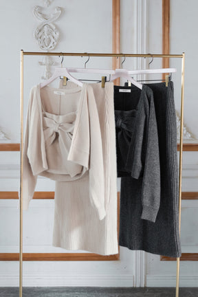 【10月中旬発送】Lydie Ribbon-Tie Knit Ensemble