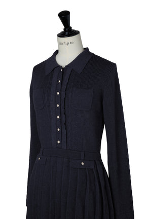 【10月中旬発送】Margot Pleated Knit Mini Dress