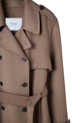 Wool-Blend Rever Trench Coat