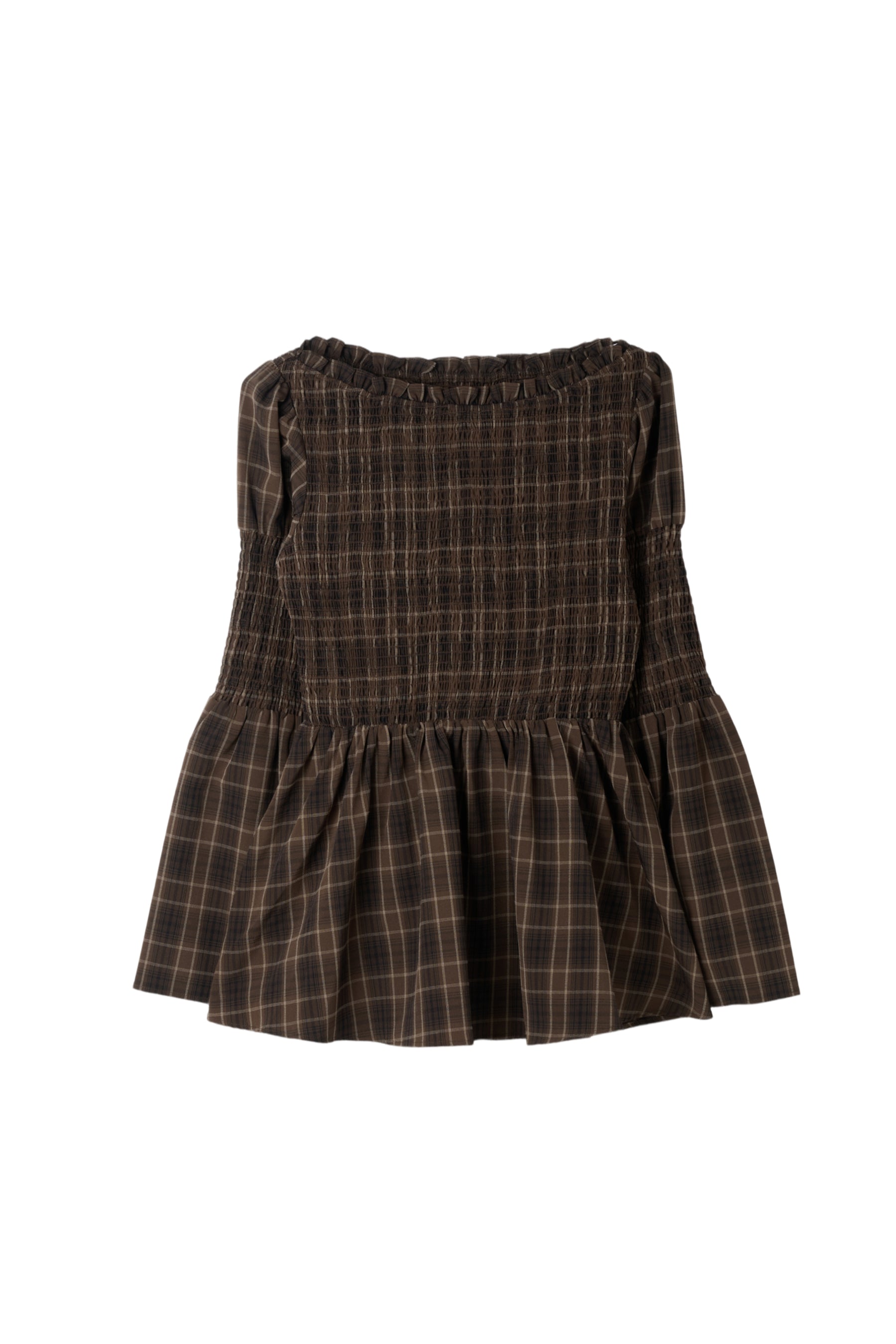 ［Essentia］【新色】Checked Flared Peplum Top