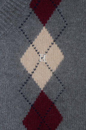 H Logo Argyle Knit Pullover