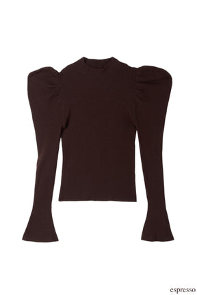 【10月下旬発送】【新色】Volume Sleeve Rib Knit Top