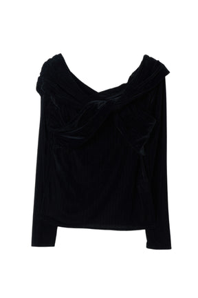 Twisted Gathered Velour Top