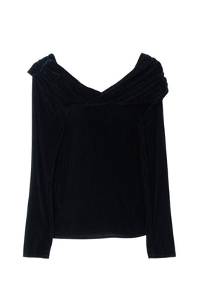 Twisted Gathered Velour Top