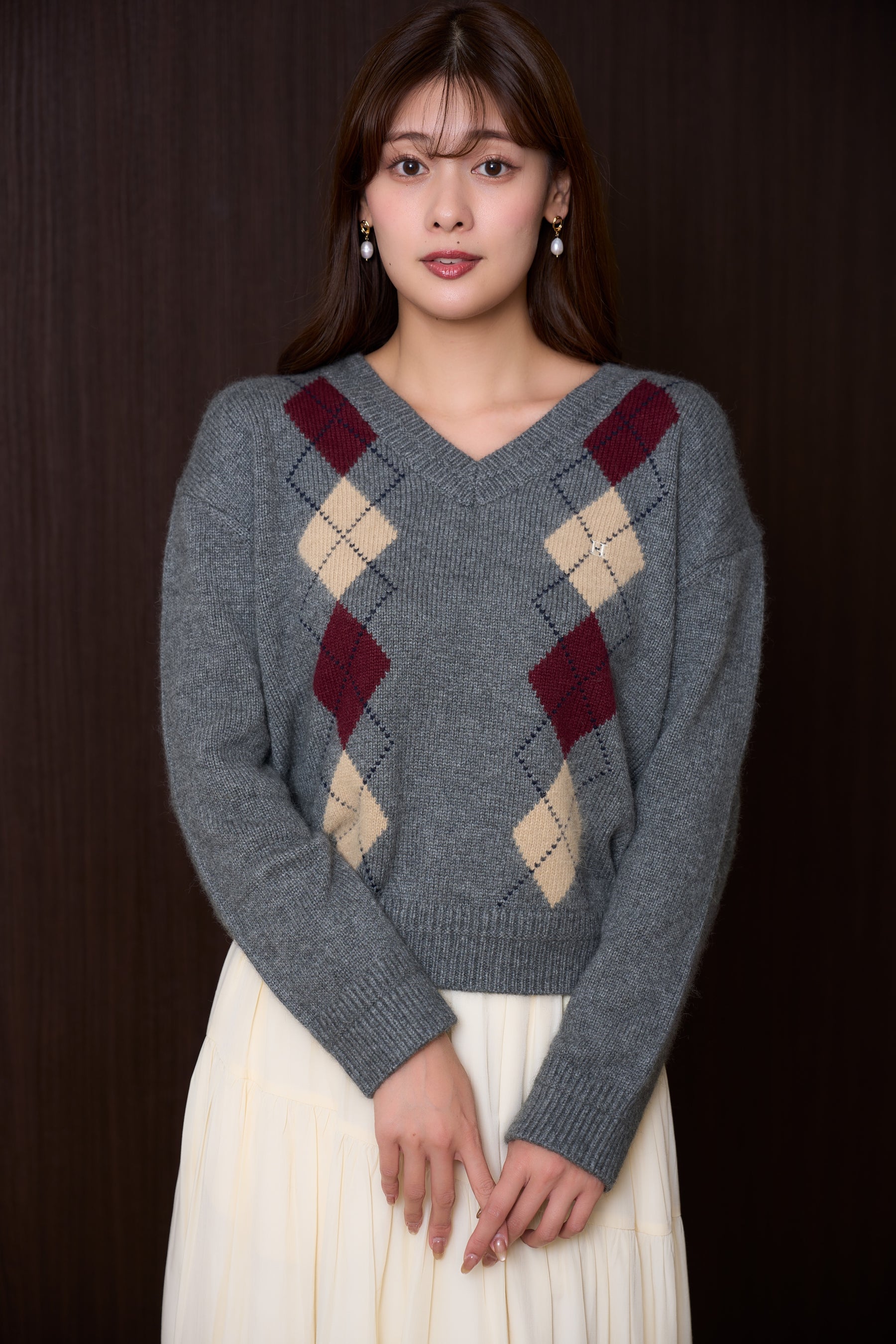 H Logo Argyle Knit Pullover