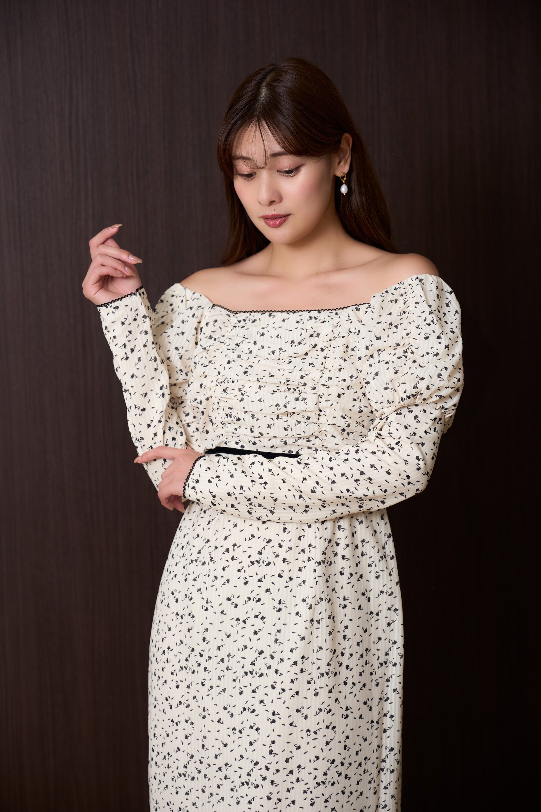 【10月上旬発送】Capucine Bloom Sleeve Chiffon Dress