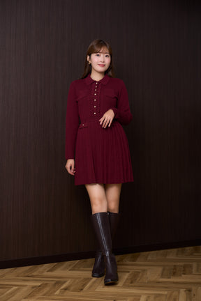 【10月中旬発送】Margot Pleated Knit Mini Dress