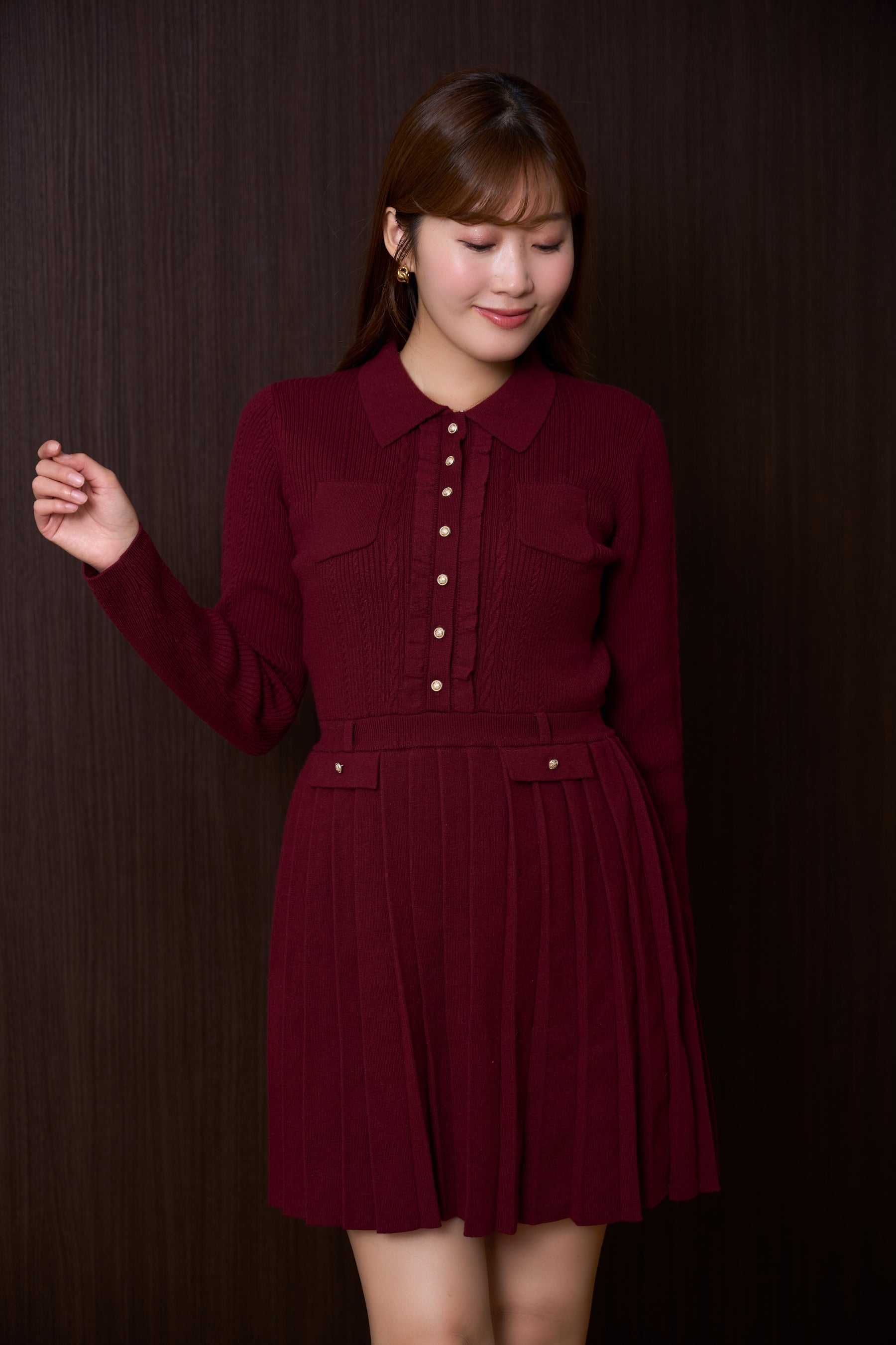 【10月中旬発送】Margot Pleated Knit Mini Dress