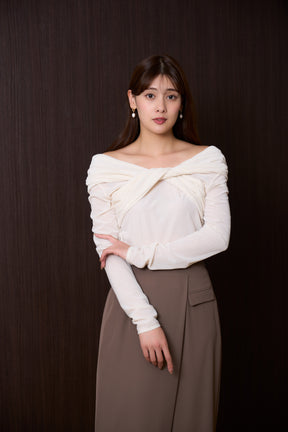 Twisted Gathered Velour Top
