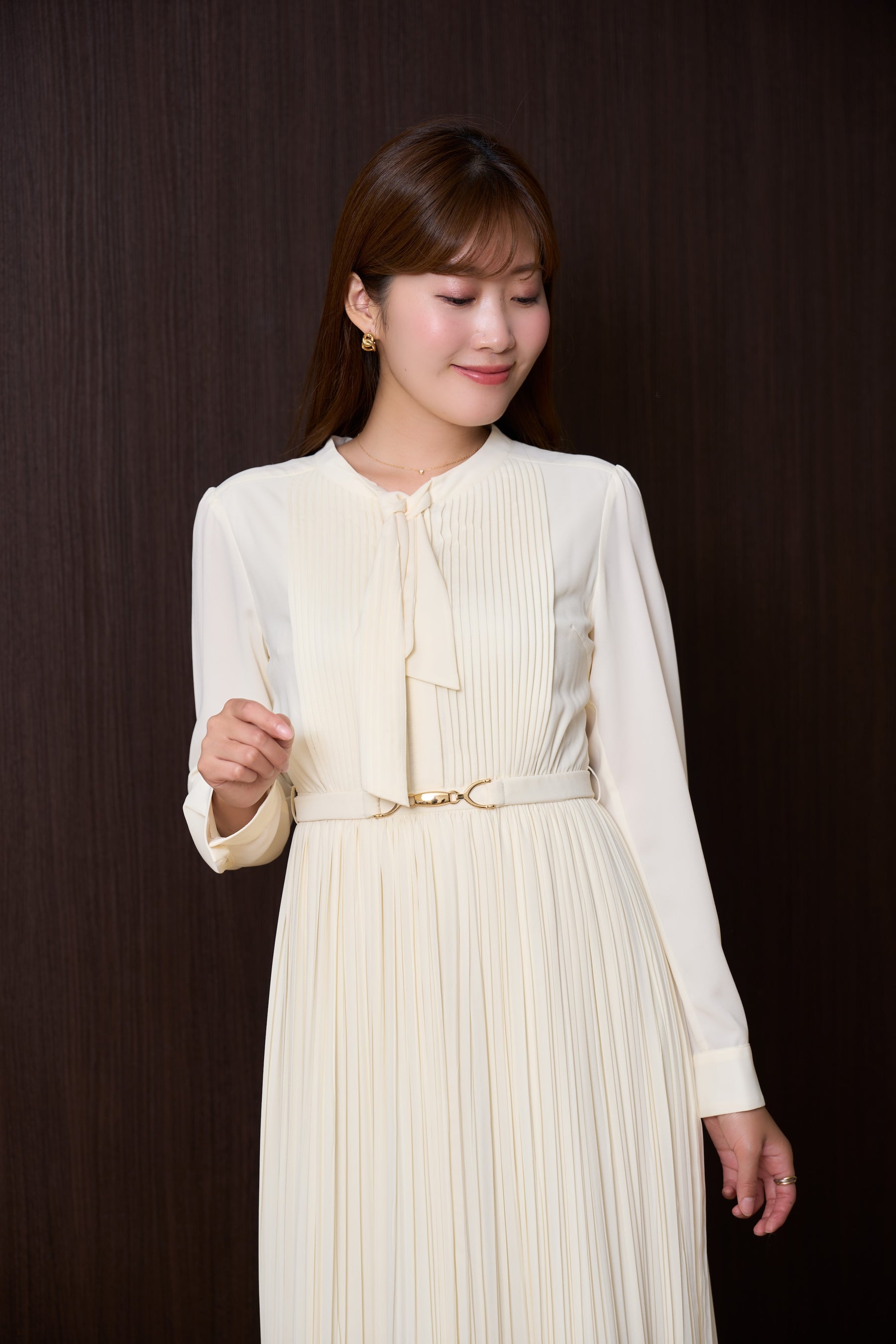 Viola Bow Pleated Dress