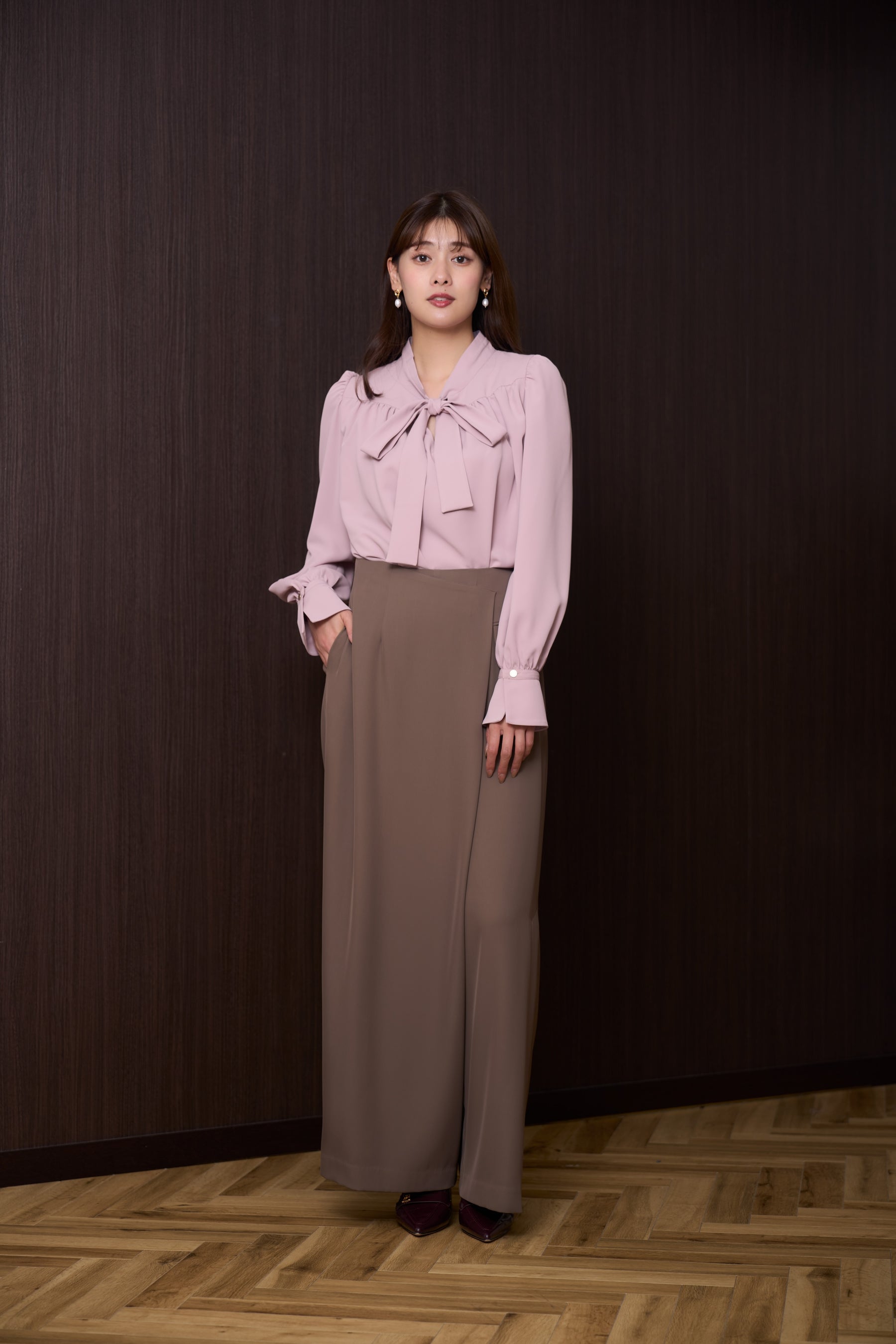 Bow-Tie Twill Blouse
