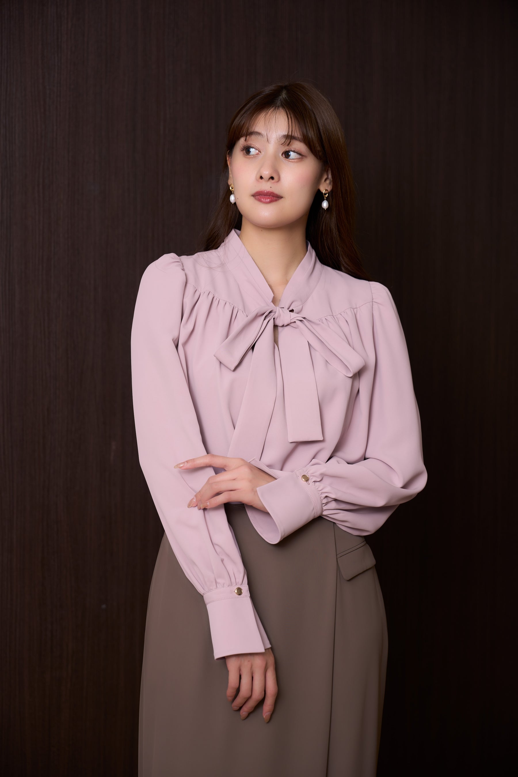 Bow-Tie Twill Blouse