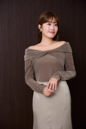 Twisted Gathered Velour Top