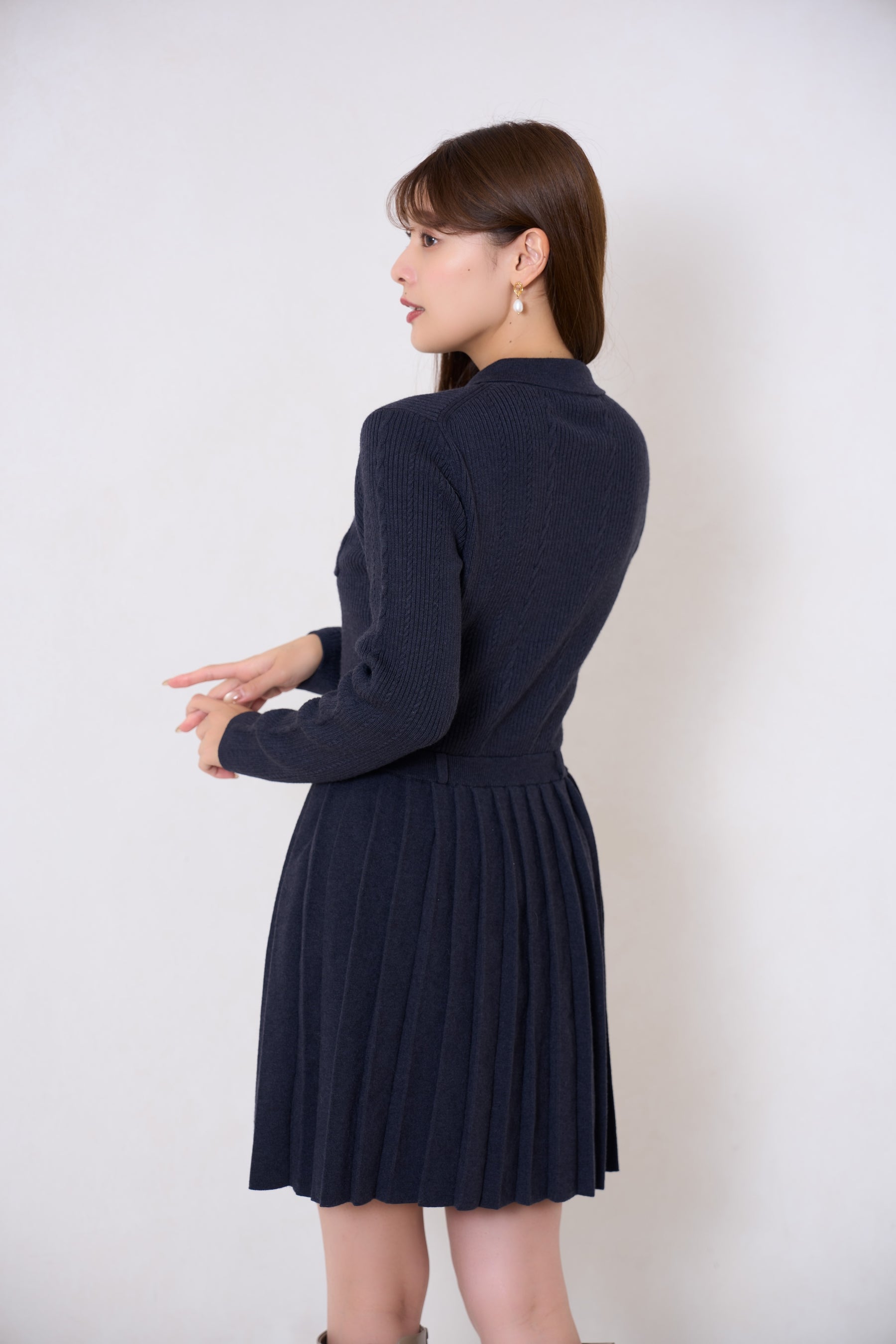 【10月中旬発送】Margot Pleated Knit Mini Dress