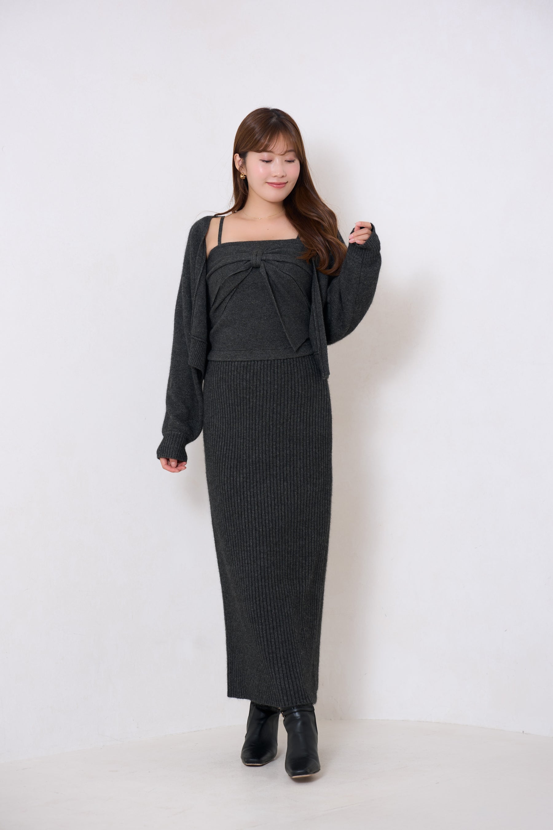 【10月中旬発送】Lydie Ribbon-Tie Knit Ensemble