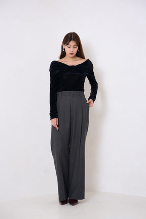 Romy Wool-Blend Tuck Pants