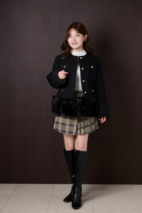 Joana Faux Fur-Hem Wool Coat
