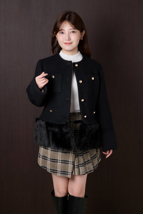 Joana Faux Fur-Hem Wool Coat