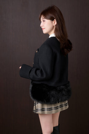 Joana Faux Fur-Hem Wool Coat