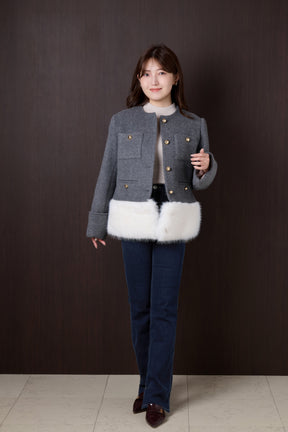 Joana Faux Fur-Hem Wool Coat