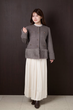 Joana Faux Fur-Hem Wool Coat