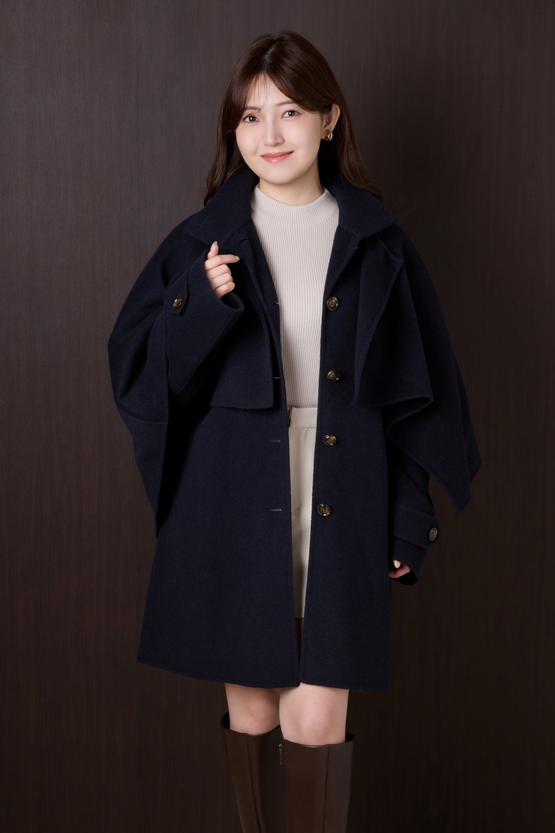 【10月下旬発送】Wool Rever Layered Cape Coat