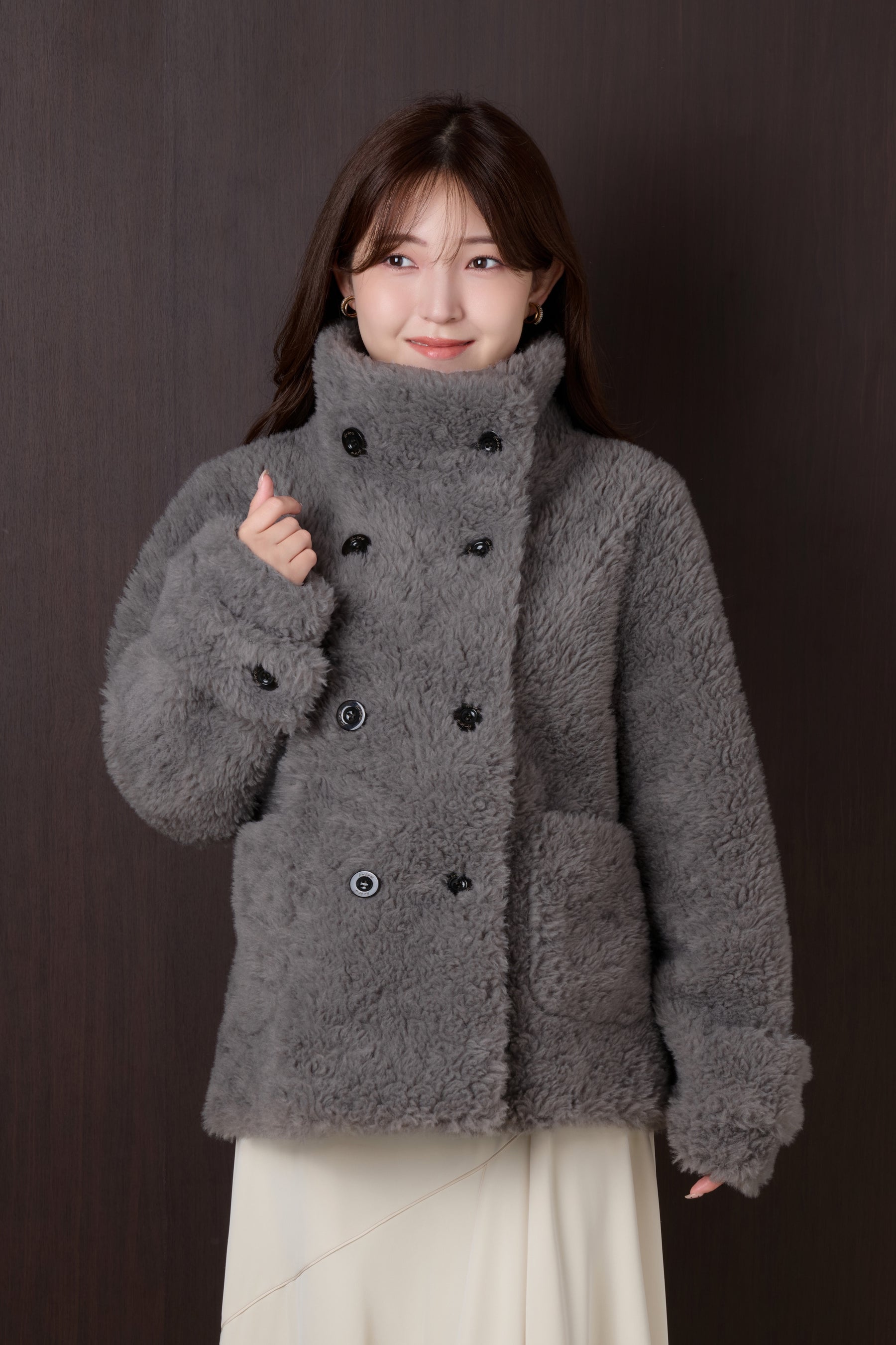 Penelope Faux Fur Double-Breasted Coat
