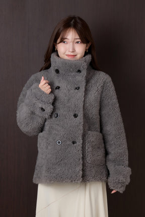 Penelope Faux Fur Double-Breasted Coat