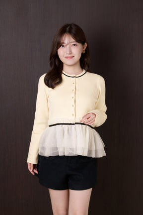 Daria Tulle Frill Knit Cardigan