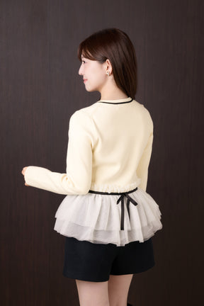 Daria Tulle Frill Knit Cardigan