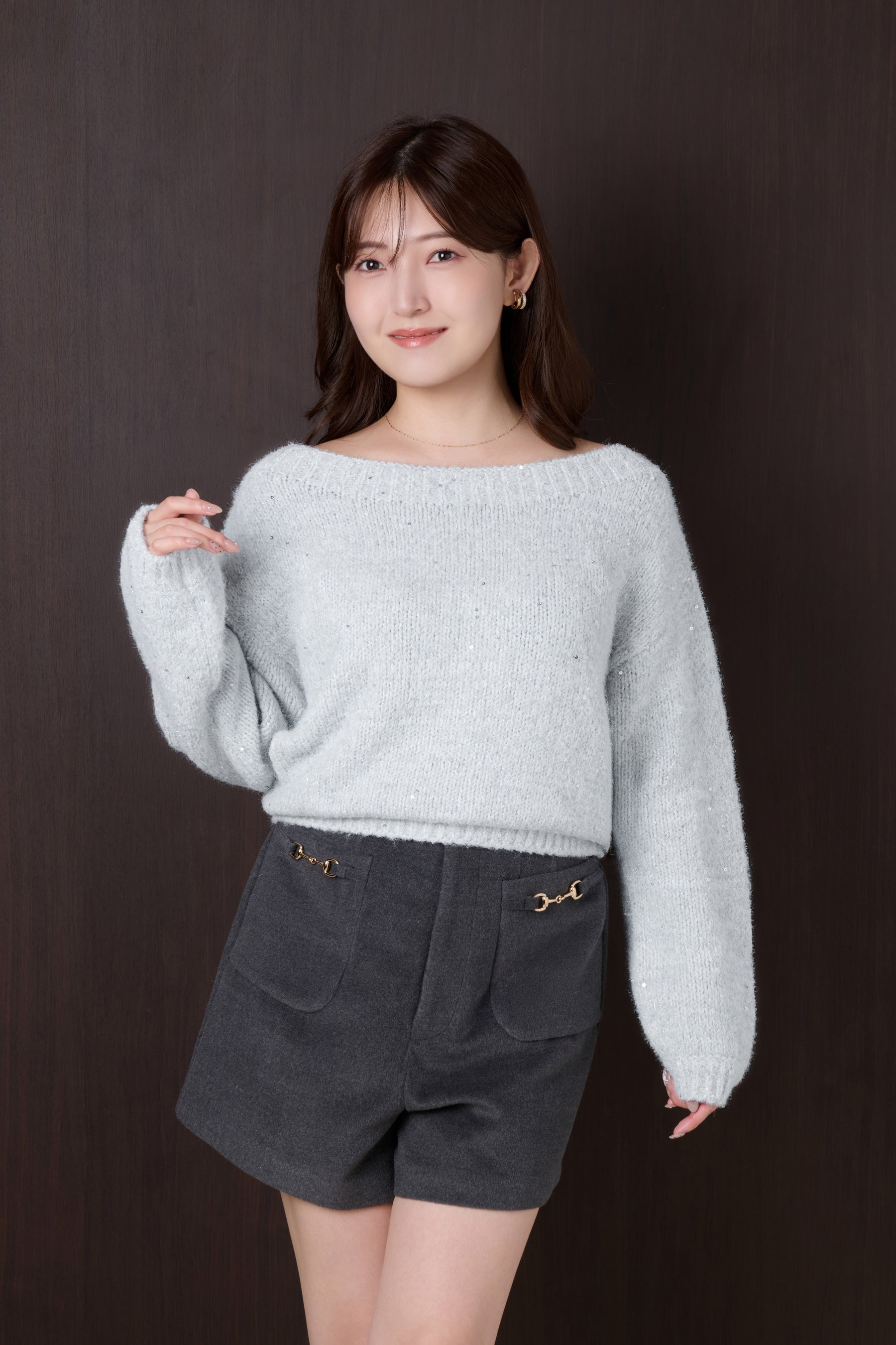 Back-Ribbon Twinkle Knit Top