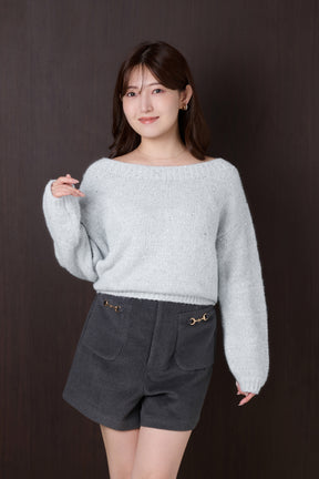 Back-Ribbon Twinkle Knit Top