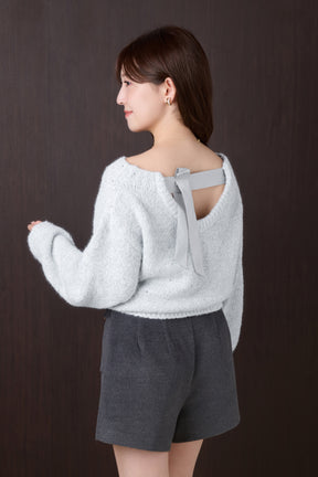 Back-Ribbon Twinkle Knit Top