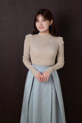 Sculpted Sleeve Rib Knit Top