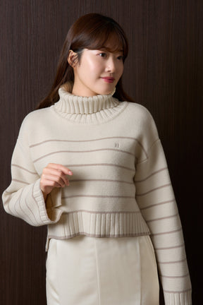 【新色】Striped Turtleneck Knit Pullover