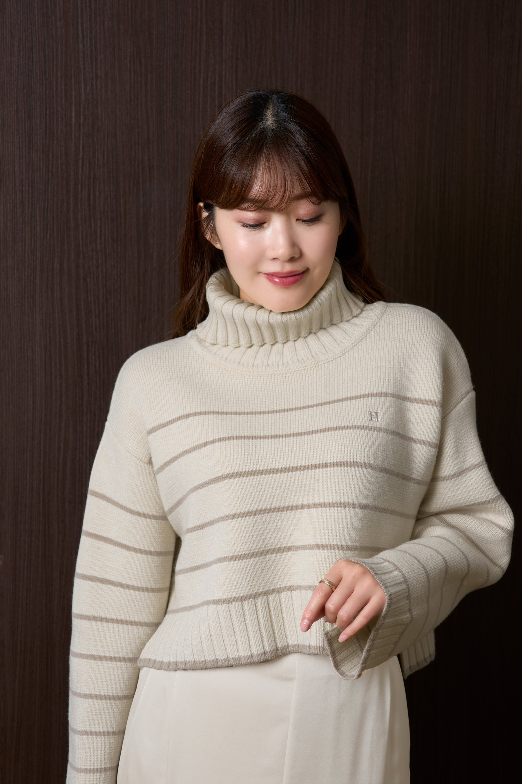 【新色】Striped Turtleneck Knit Pullover