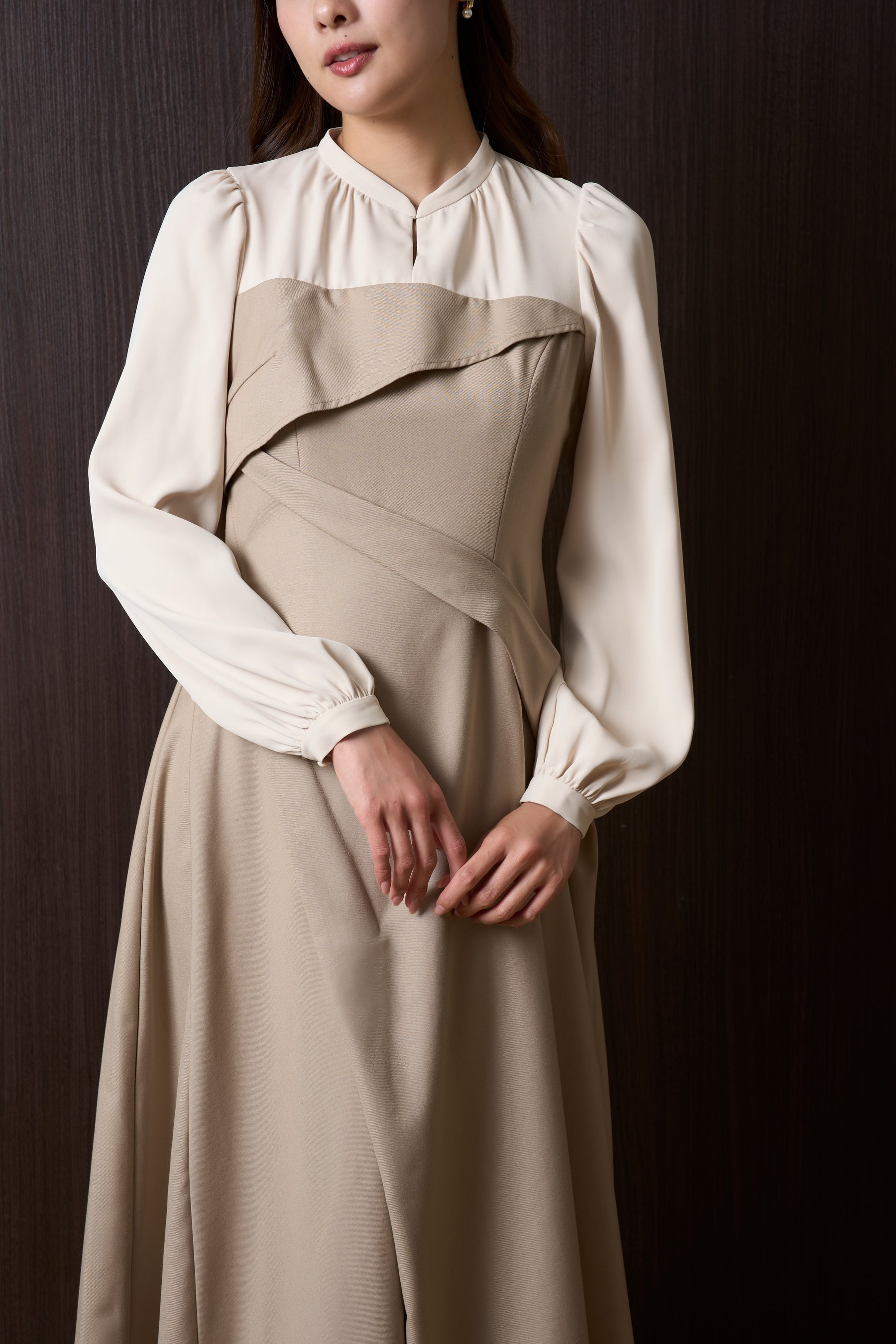 【10月中旬発送】Bicolor Draped Dress