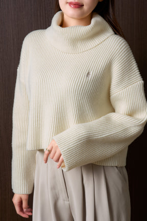 Trois Logo Turtleneck Knit Pullover