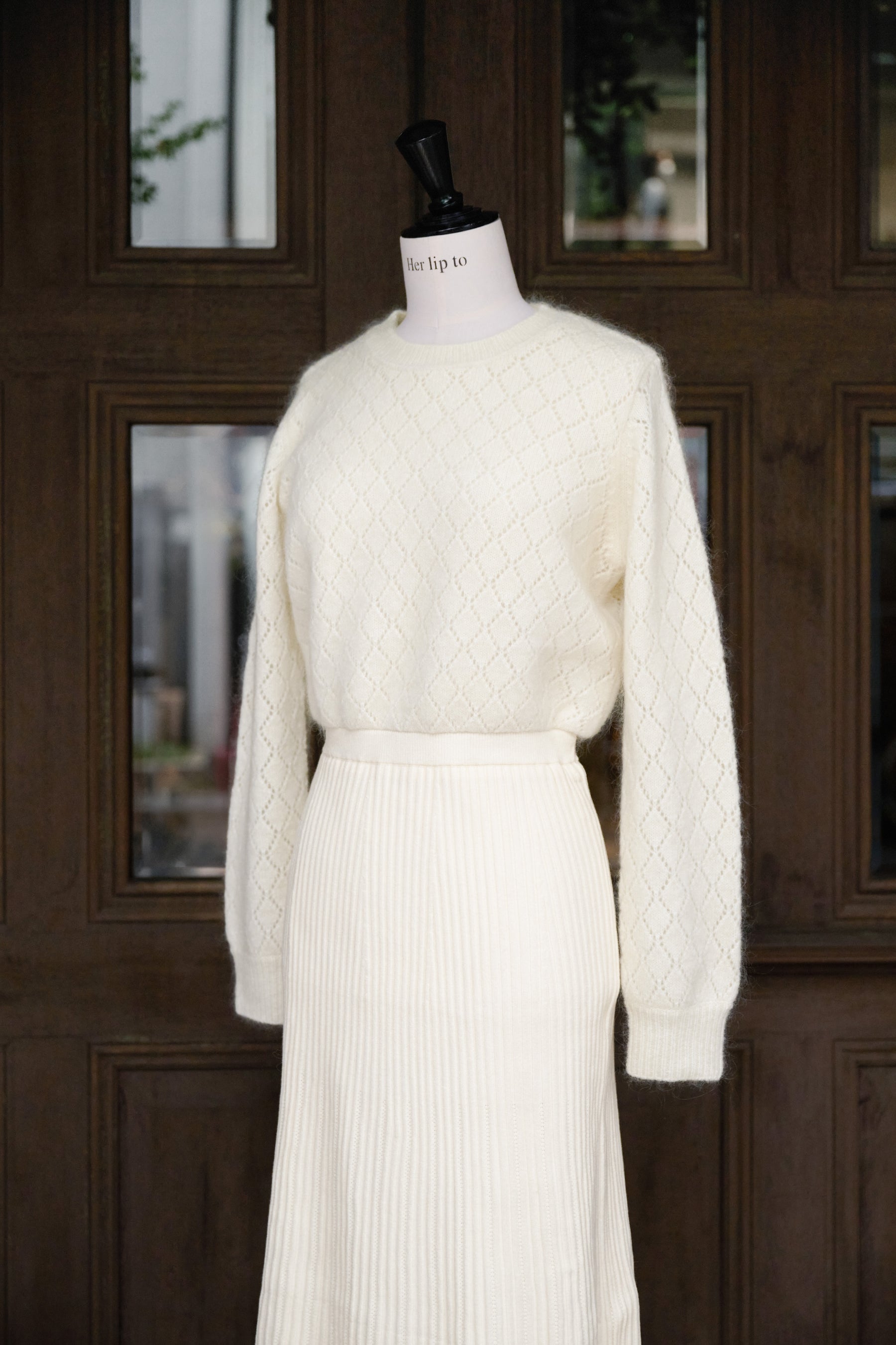 Lattice Eyelet Knit Dress
