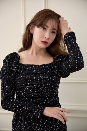 Capucine Bloom Sleeve Chiffon Dress