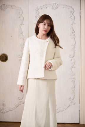 Elise Boucle Peplum Coat