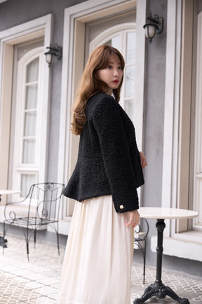Elise Boucle Peplum Coat