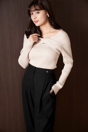 Pin-Stripe Wide Leg Pants