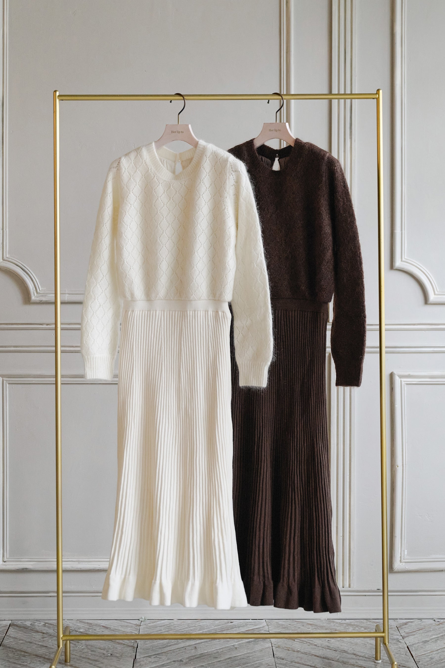 Lattice Eyelet Knit Dress
