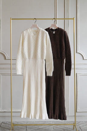 Lattice Eyelet Knit Dress